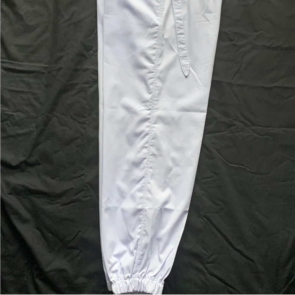 Motel Rocks White Jubie Cargo Utility Trousers Drill Tapered Leg Large UK 16-18 - Picture 10 of 13